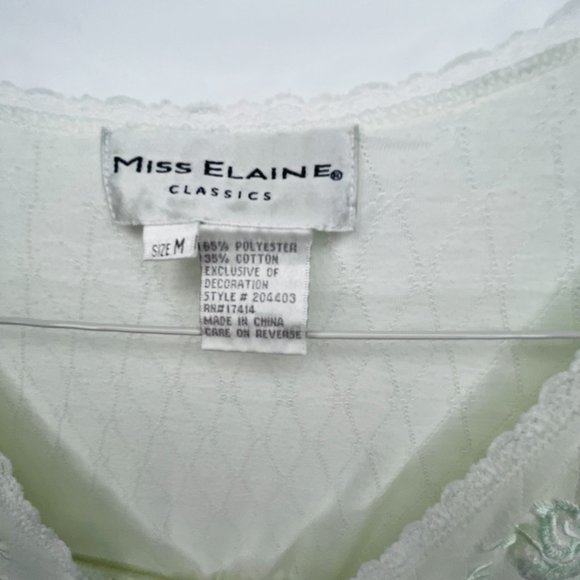 Miss Elaine Classics Nightgown Med Light Mint Knit Short Sleeve Lace Embroidered - Picture 7 of 14